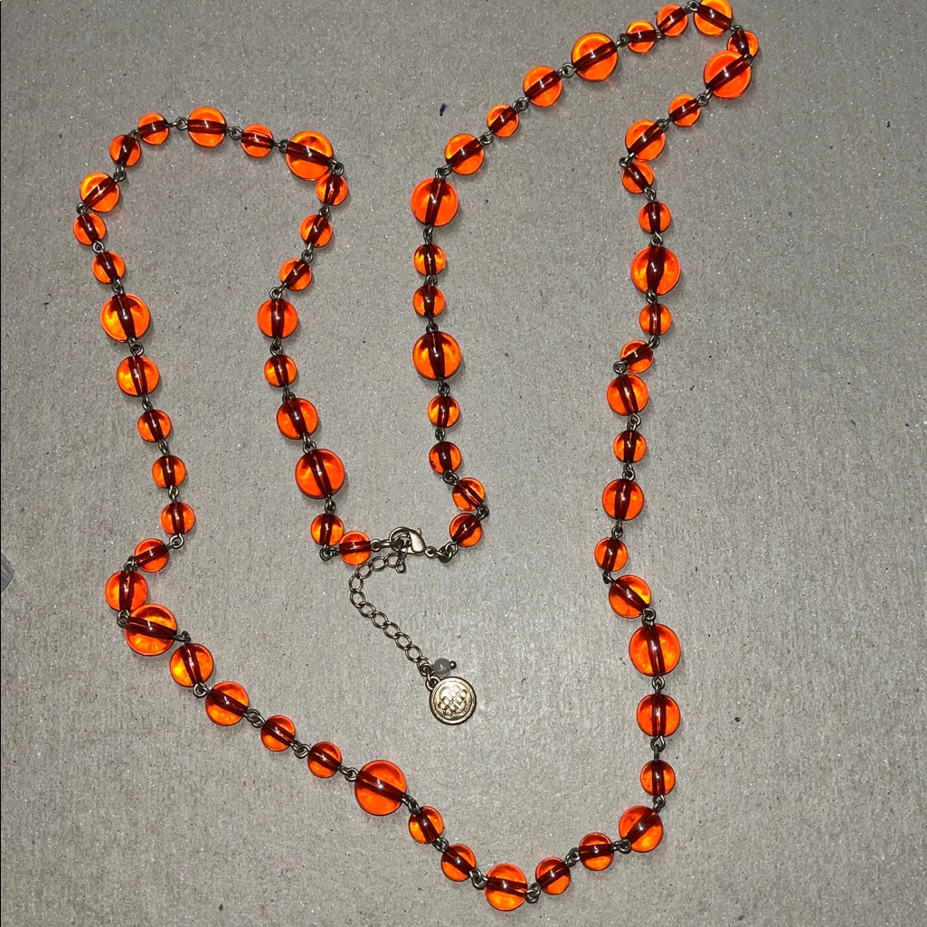 Bill Blass Vibrant Vintage Orange Variegated Beaded Necklace